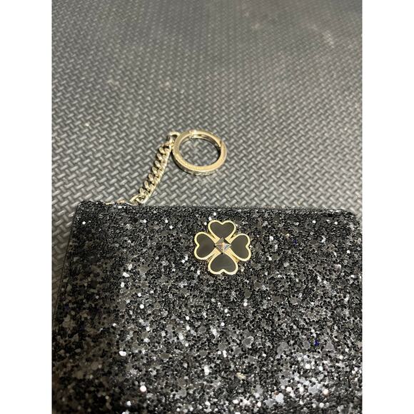 KATE‎ SPADE NEW YORK ODETTE SMALL L-ZIP BLACK GLITTER CARD HOLDER - Picture 2 of 8